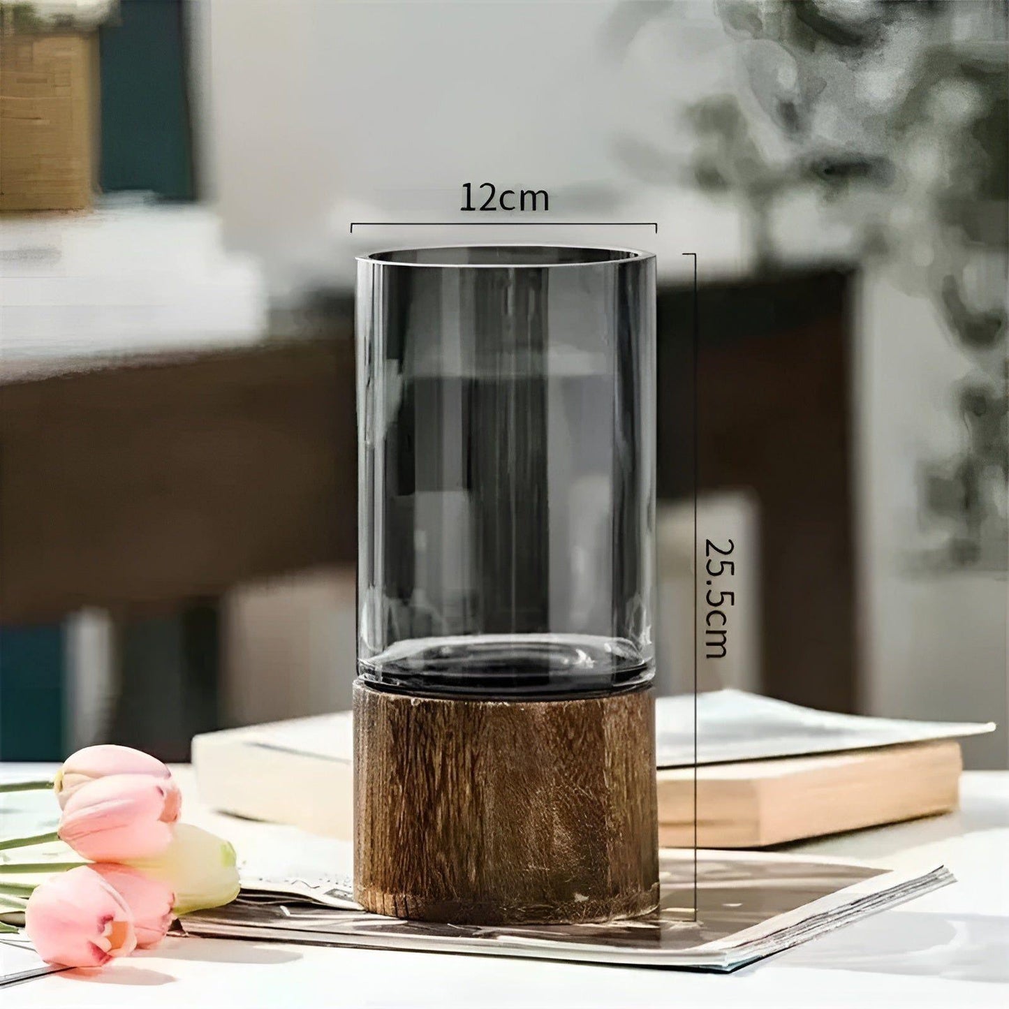 HydroGlass Vase - Europäische Holz-Transparente Glasvase | Karnz