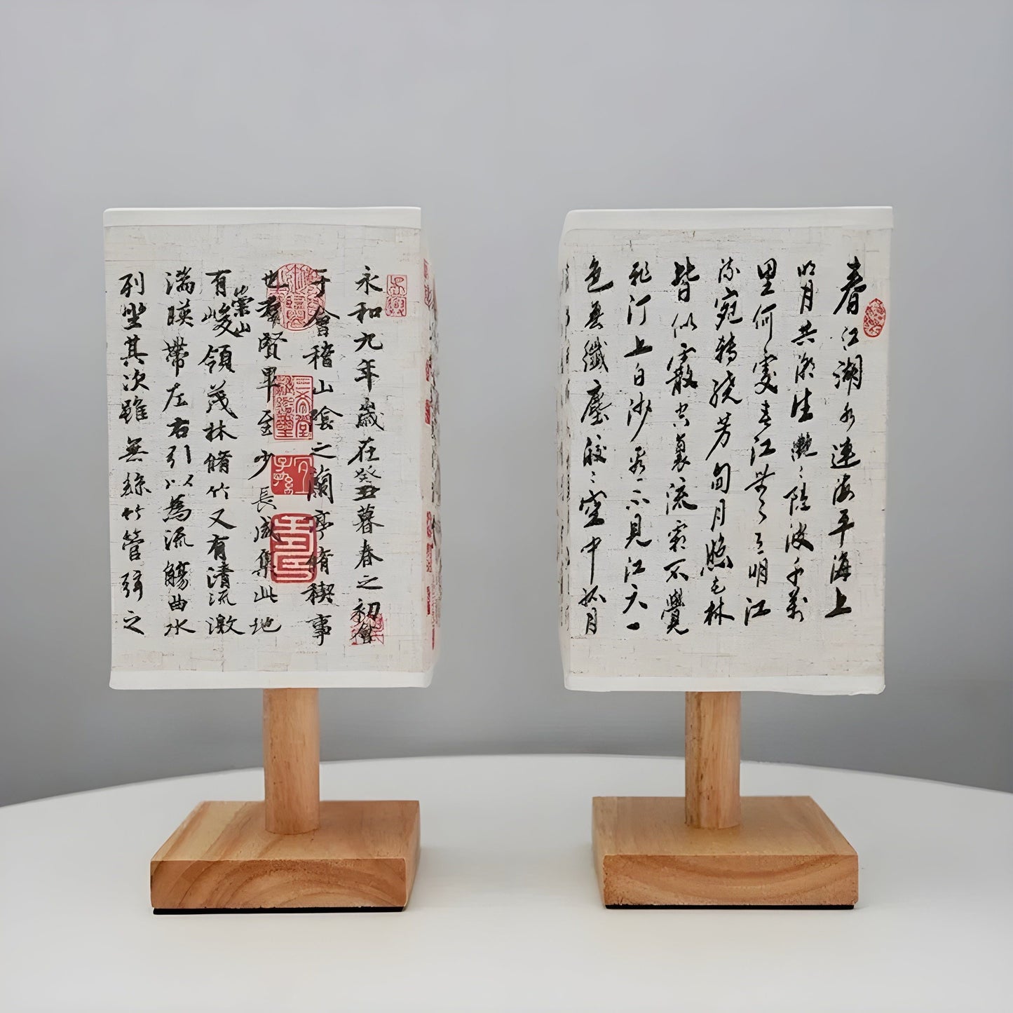 SerenityGlow Lampe – Moderne LED-Lampe im chinesischen Stil mit Stoffbezug