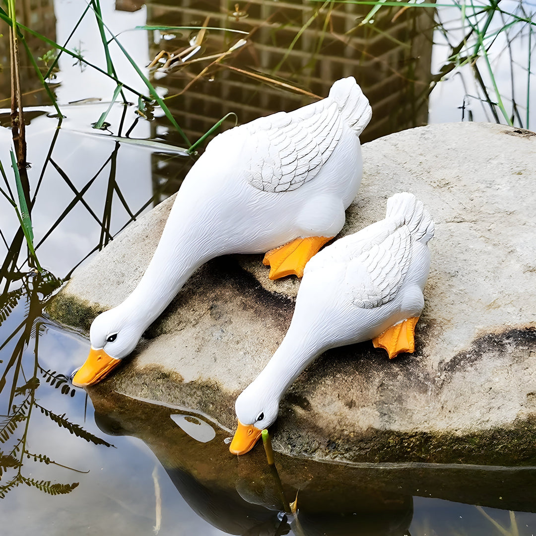 PuddlePals Skulptur – Enten- und Gänsefigur im Landhausstil