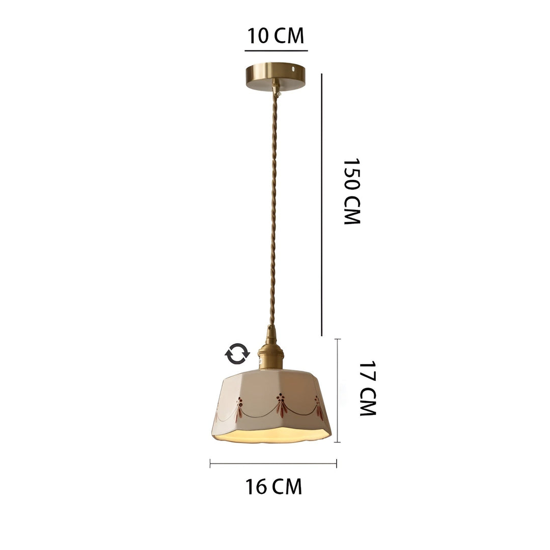 Elegante Pendelleuchte mit klassischem Keramikkreis Karnz
