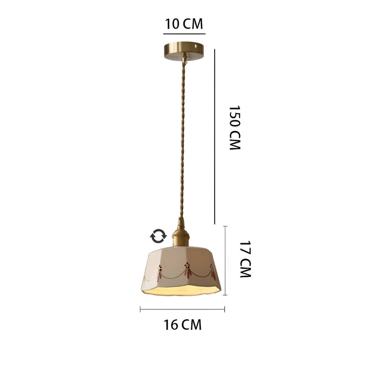 Elegante Pendelleuchte mit klassischem Keramikkreis Karnz