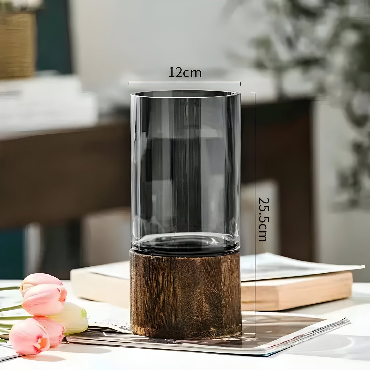TranquilKarnzoom Vase – Europäische Hydroponik-Vase aus Holz und Glas