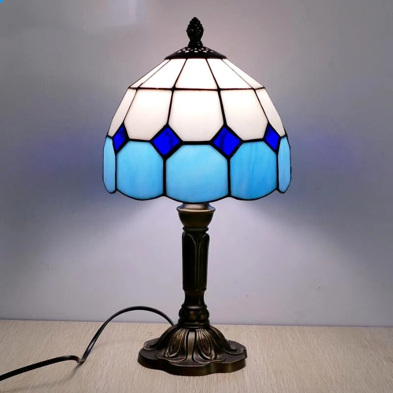 Vintage Tiffany Glas Retro Barock LED Tischlampe E27 Karnz