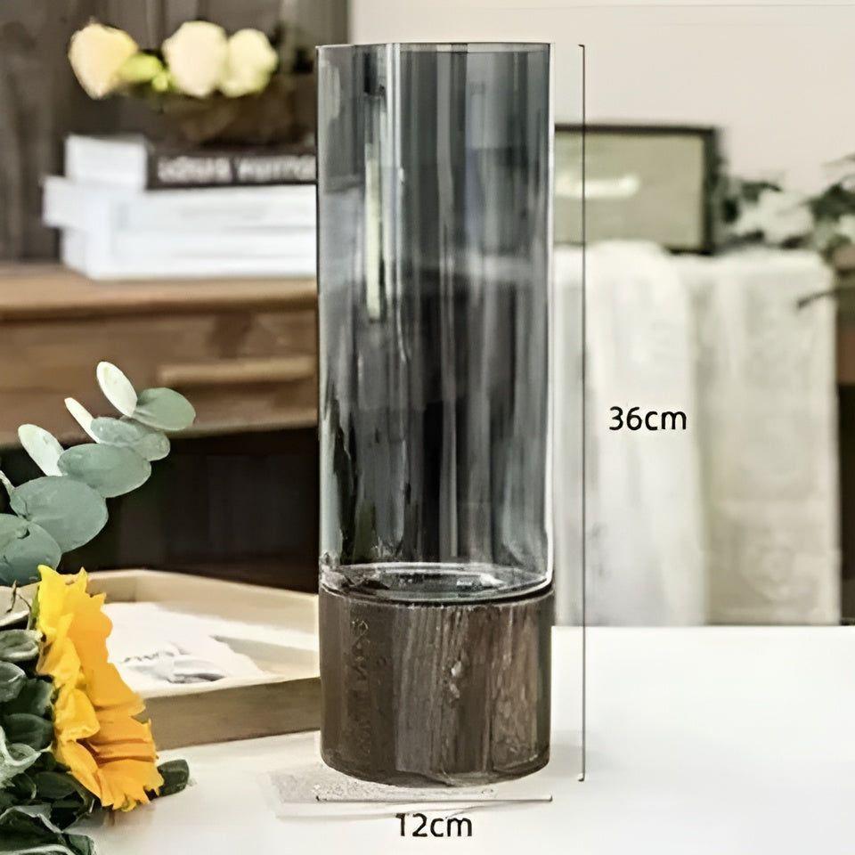 HydroGlass Vase - Europäische Holz-Transparente Glasvase | Karnz
