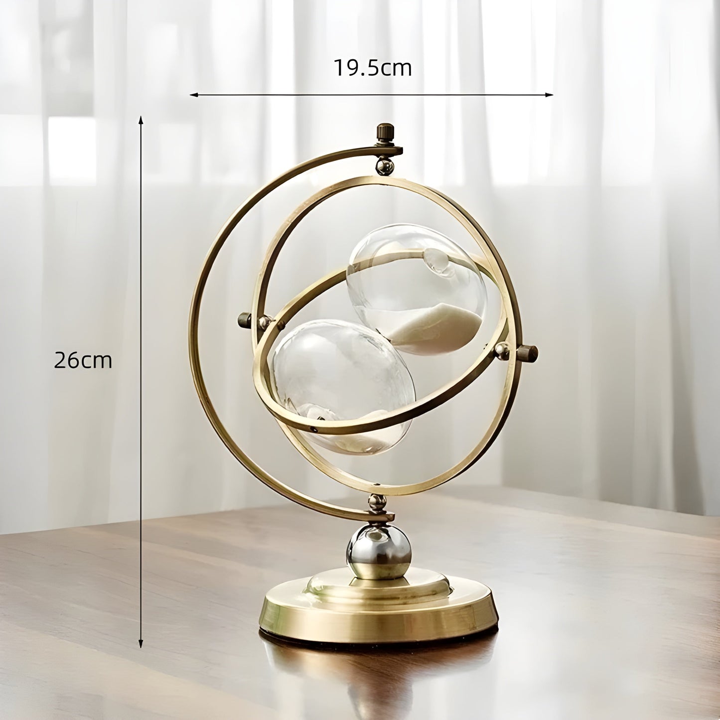 Sanduhr im Globus-Design – Vintage-Look, antiker Stil für Wohnzimmer oder Büro