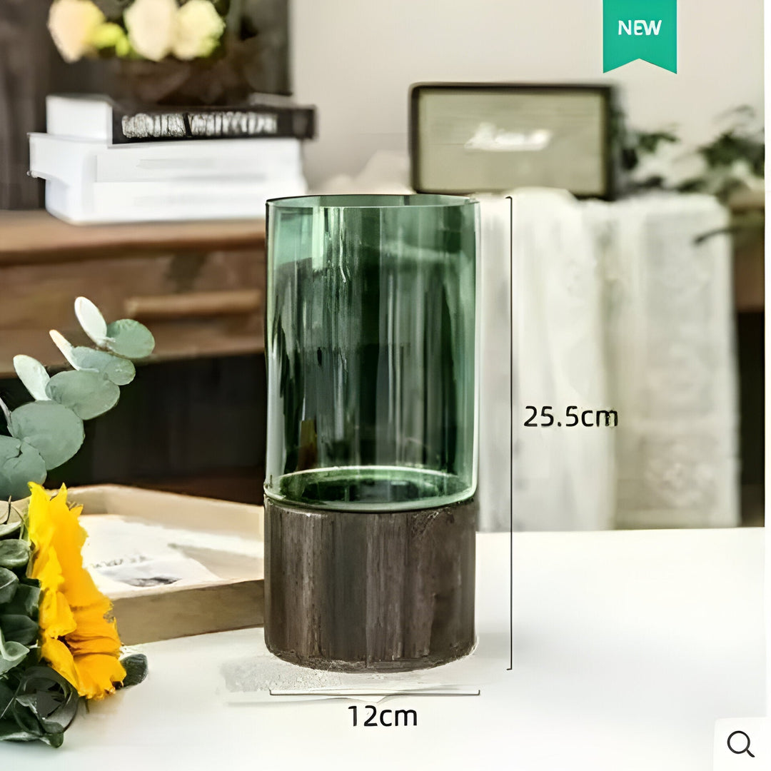 TranquilKarnzoom Vase – Europäische Hydroponik-Vase aus Holz und Glas
