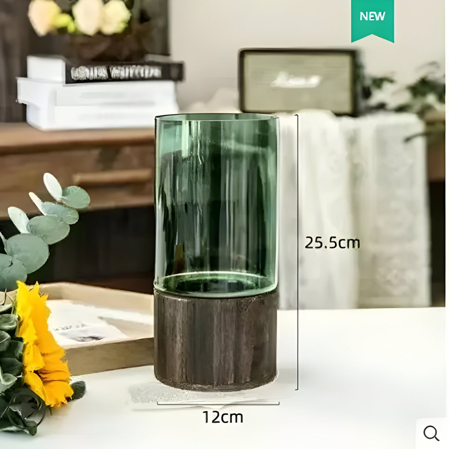 TranquilKarnzoom Vase – Europäische Hydroponik-Vase aus Holz und Glas