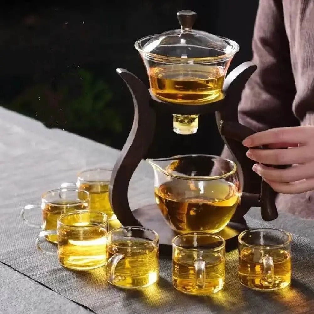 Glas Teeset mit Magnetfluss – Semi-automatische Kanne, hitzebeständig und elegant | Karnz