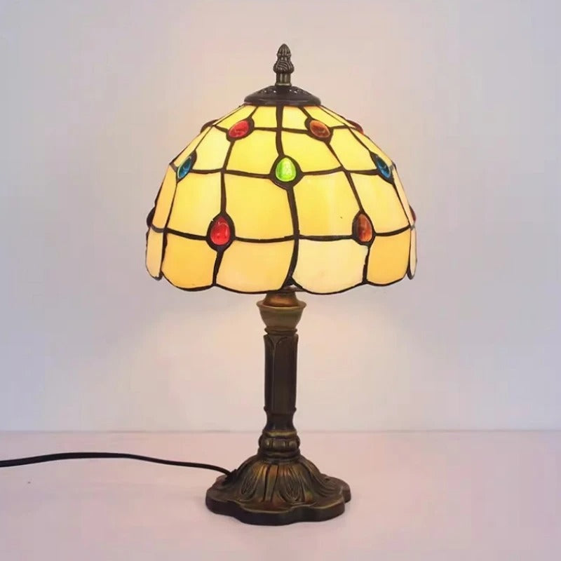 Vintage Tiffany Glas Retro Barock LED Tischlampe E27 Karnz
