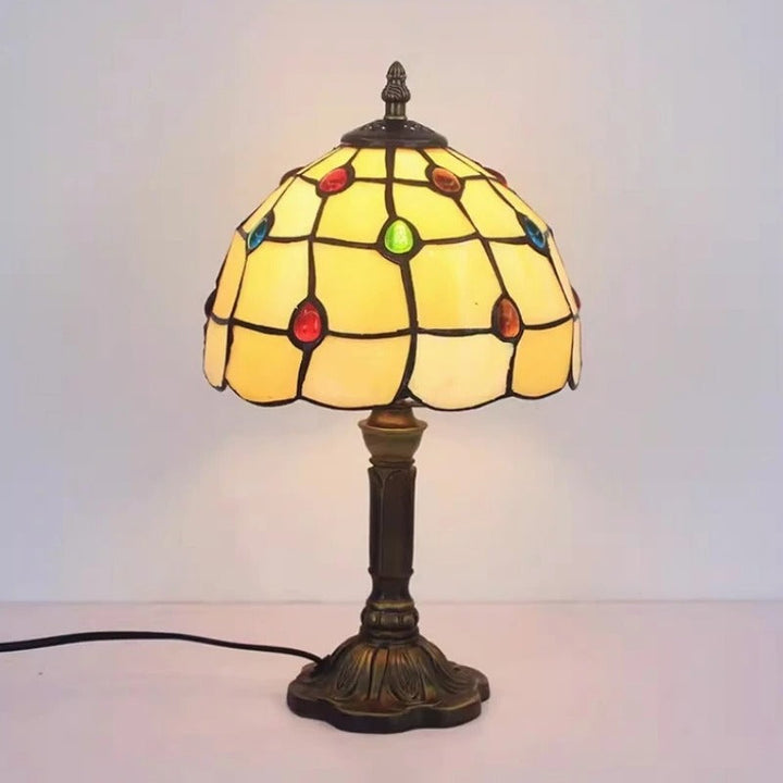 Vintage Tiffany Glas Retro Barock LED Tischlampe E27 Karnz