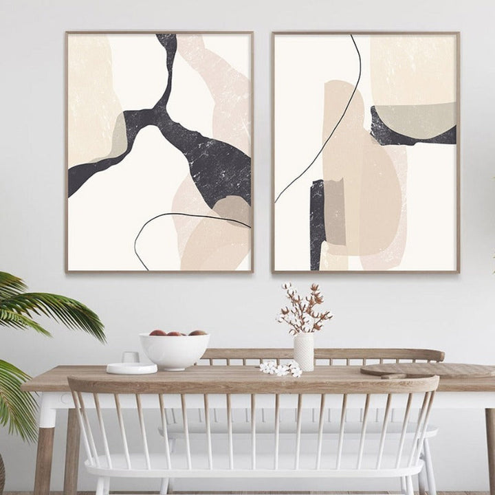 Abstract Beige Marble Geometric Shapes - Leinwand Wandkunstdruck
