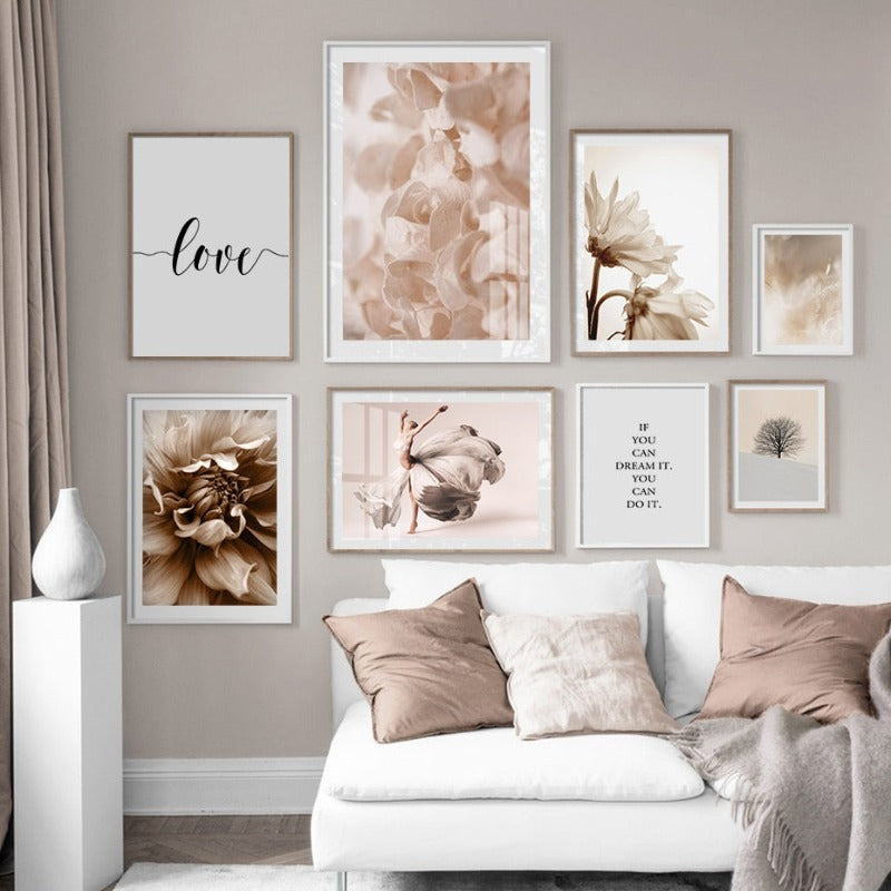 Bohemian Stil Blush Blumenzettel - Leinwand Wandkunst Druck