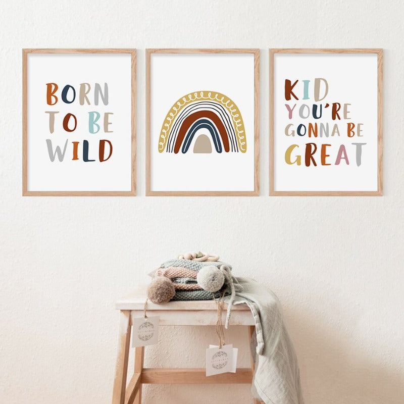 Boho Rainbow Neutral Nursery Motivational - Canvas Wandkunst Druck