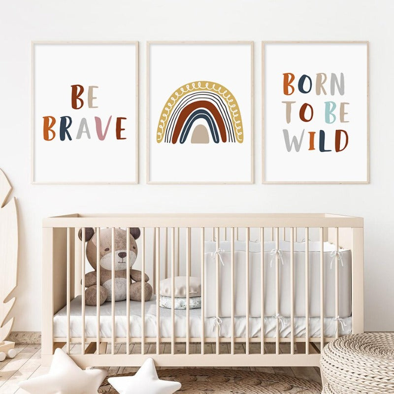 Boho Rainbow Neutral Nursery Motivational - Canvas Wandkunst Druck