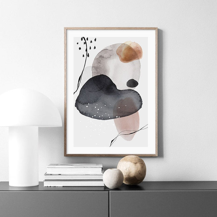 Dunkle abstrakte Aquarellkreise - Leinwand Wandkunstdruck