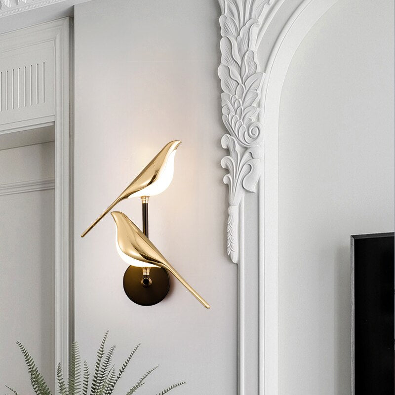 Moderne Vogel Wandlampe Gold - Minimalistische Wandleuchte für Dekorative Beleuchtung | Karnz