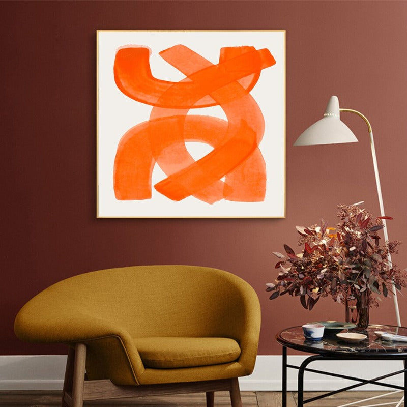 Abstrakte orange Pinselstriche - Leinwand Wandkunst Druck