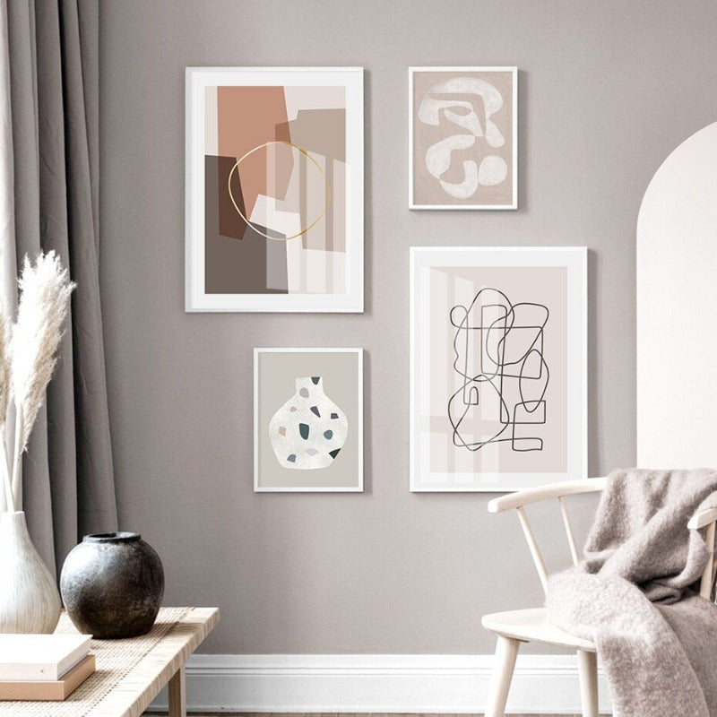 Moderne, neutrale abstrakte Linienkunst – Leinwanddruck