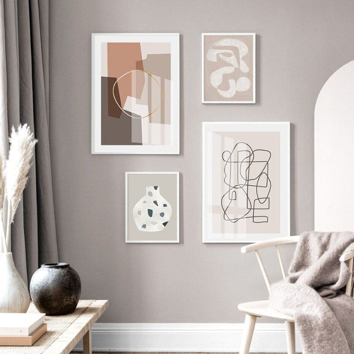 Moderne, neutrale abstrakte Linienkunst – Leinwanddruck