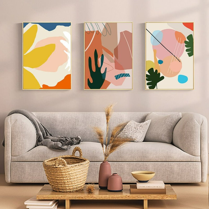Farbige abstrakte tropische Pflanzen - Leinwand Wandkunst Druck
