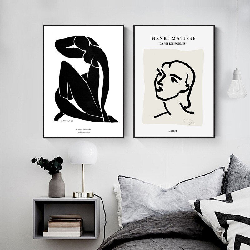 Vintage-Matisse-Linienfigur (Europäischer Stil) – Leinwanddruck