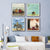 Abstrakte nordische Landschaft im Vintage-Stil – Leinwanddruck