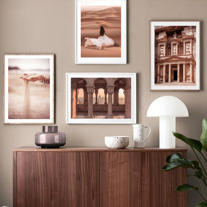 Marokkanische Wüste & Architektur - Leinwand Wandkunstdruck