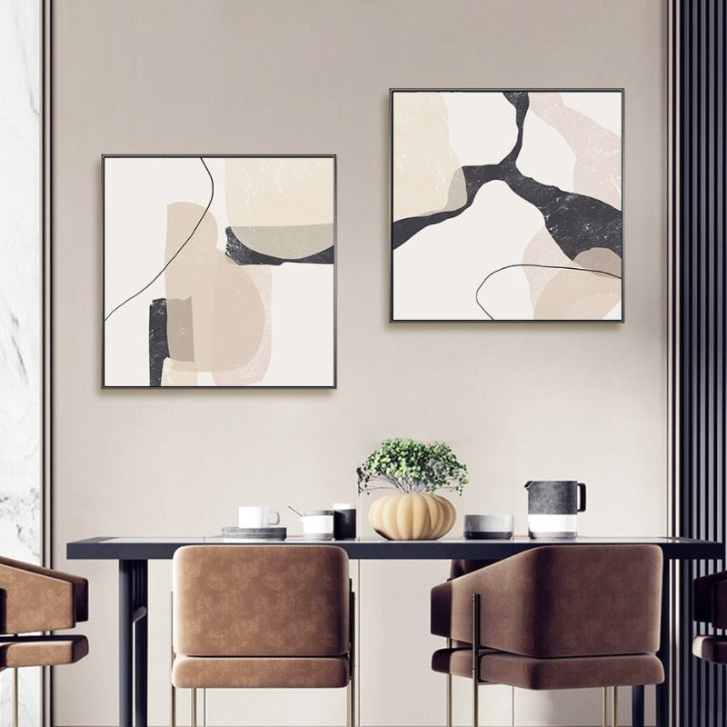 Abstract Beige Marble Geometric Shapes - Leinwand Wandkunstdruck