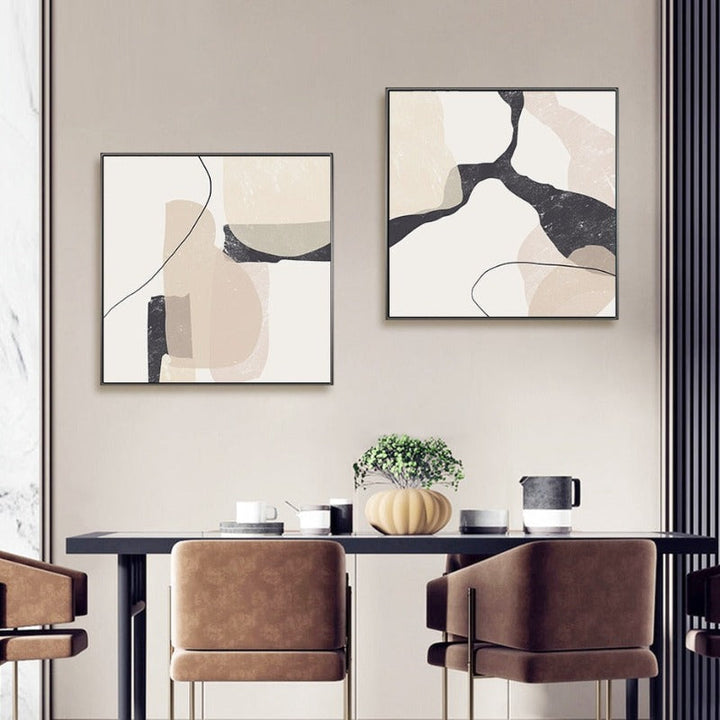 Abstract Beige Marble Geometric Shapes - Leinwand Wandkunstdruck