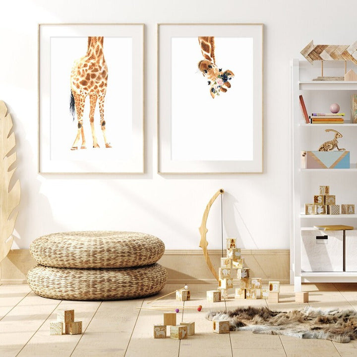 Süße Giraffe Traum Aquarell - Leinwand Wandkunst Druck