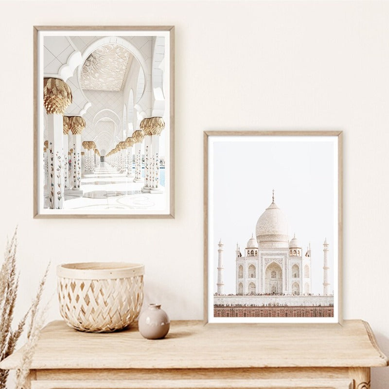 Bohemia Leaves Getrocknete Pflanzen Taj Mahal - Leinwand Wandkunst Druck