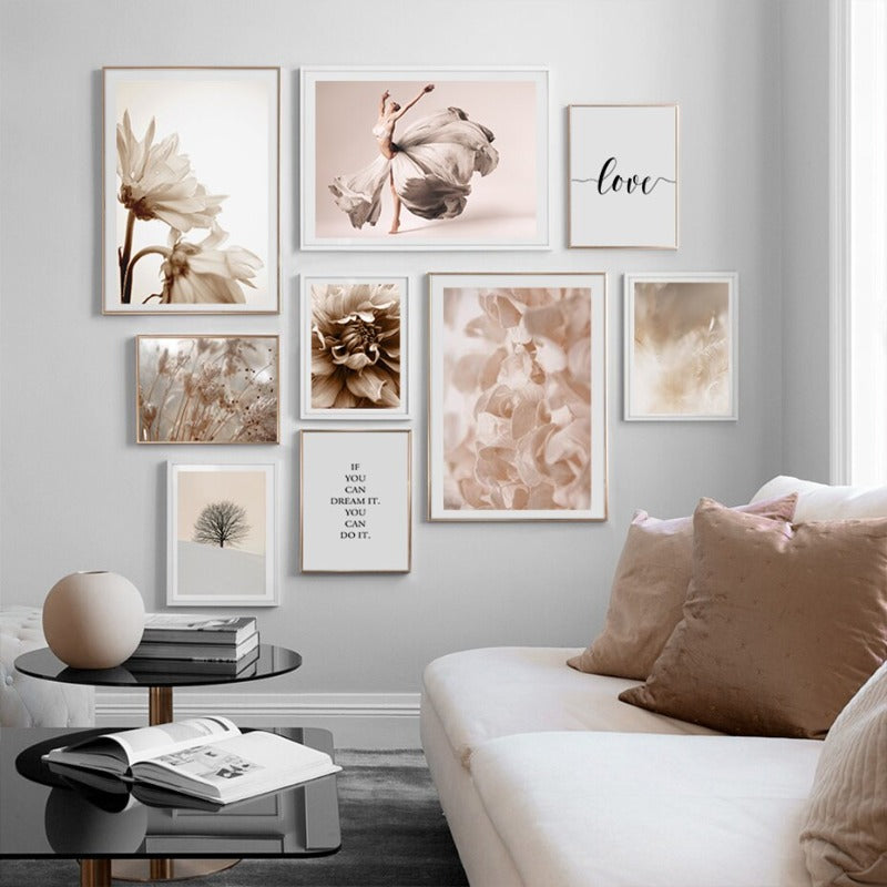 Bohemian Stil Blush Blumenzettel - Leinwand Wandkunst Druck