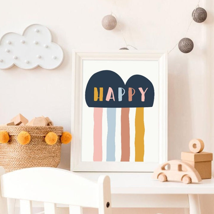 Happy Color You Are My Sunshine Kinderzimmer - Leinwand Wandkunst Druck