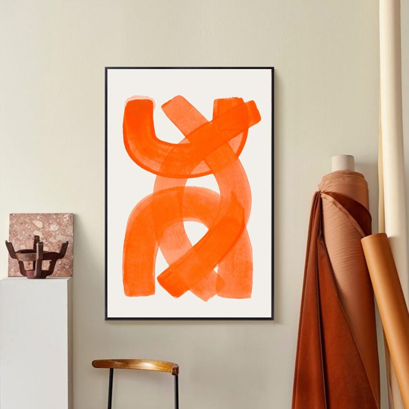 Abstrakte orange Pinselstriche - Leinwand Wandkunst Druck