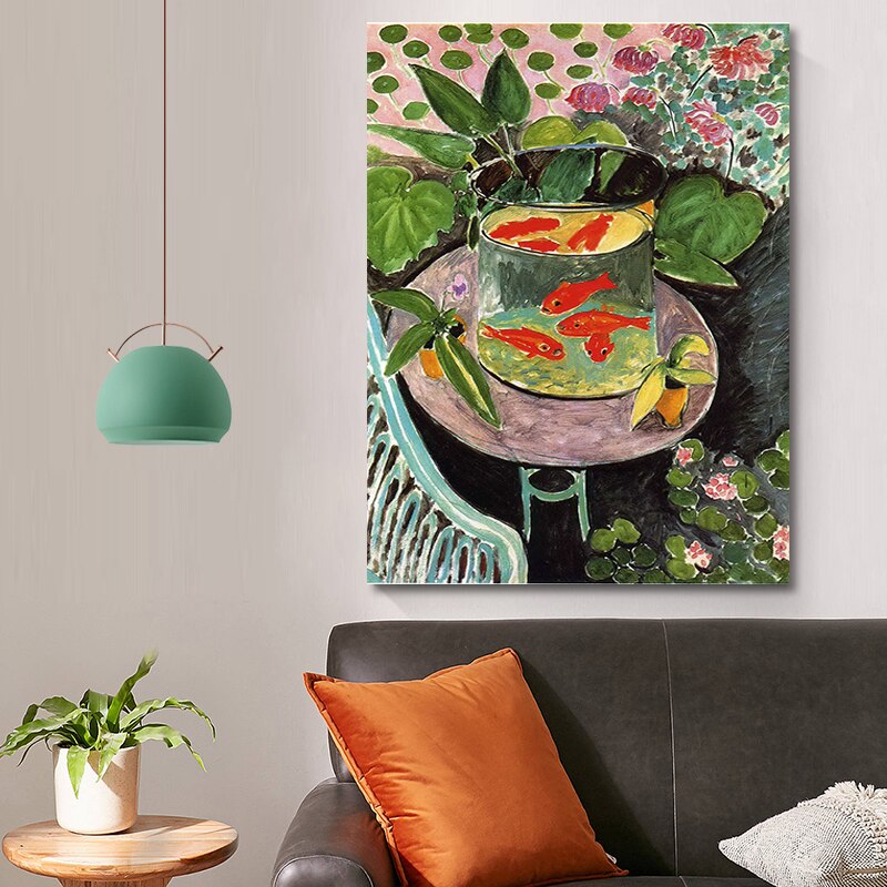 Vintage-Stillleben mit Goldfischen – Kunstdruck auf Leinwand
