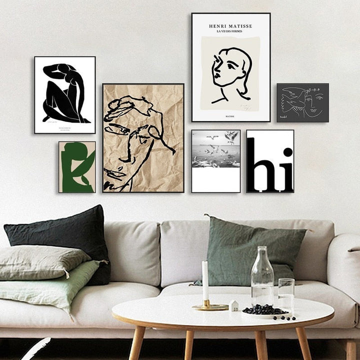 Vintage-Matisse-Linienfigur (Europäischer Stil) – Leinwanddruck