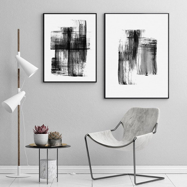 Abstracte Tintenbürstenstriche - Leinwand Wandkunstdruck