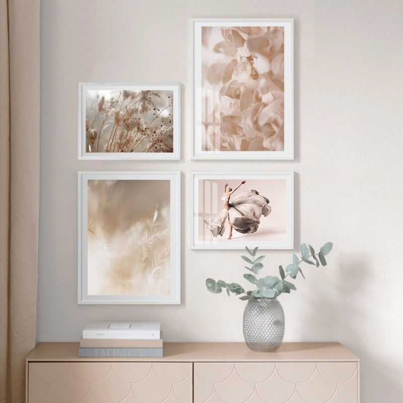 Bohemian Stil Blush Blumenzettel - Leinwand Wandkunst Druck