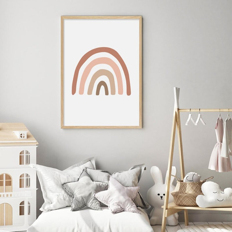 Boho Rainbow Cartoon Reh - Leinwand Wandkunst Druck