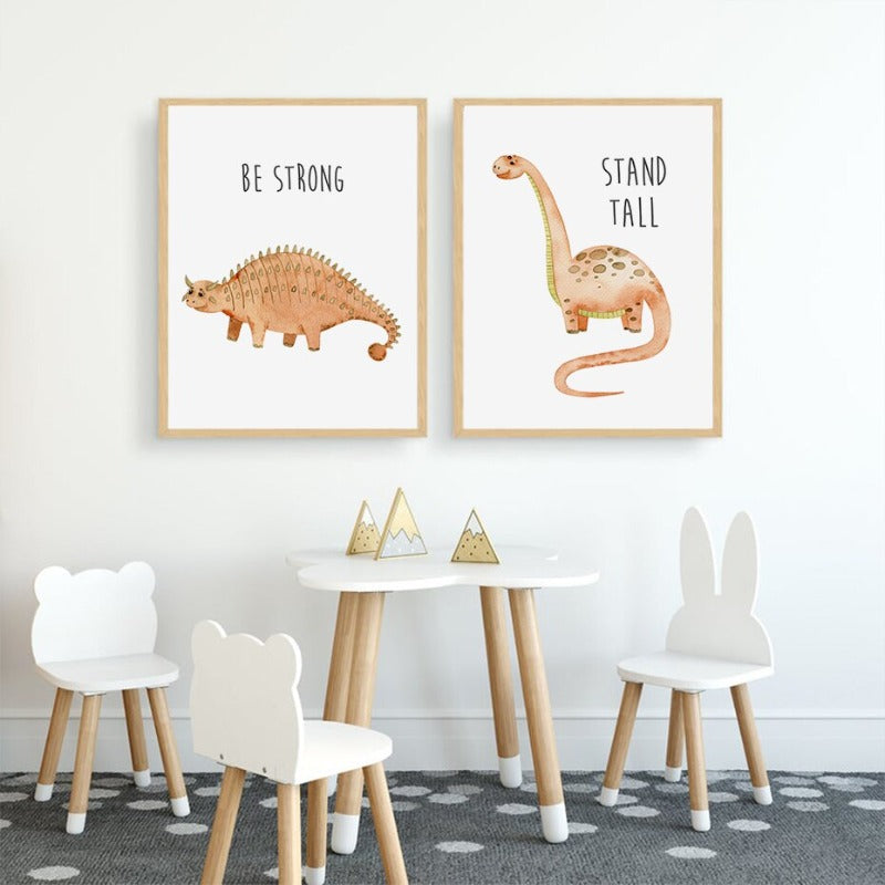 Cartoon Dinosaur Motivation - Leinwand Wandkunst Druck