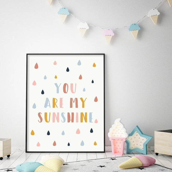 Happy Color You Are My Sunshine Kinderzimmer - Leinwand Wandkunst Druck