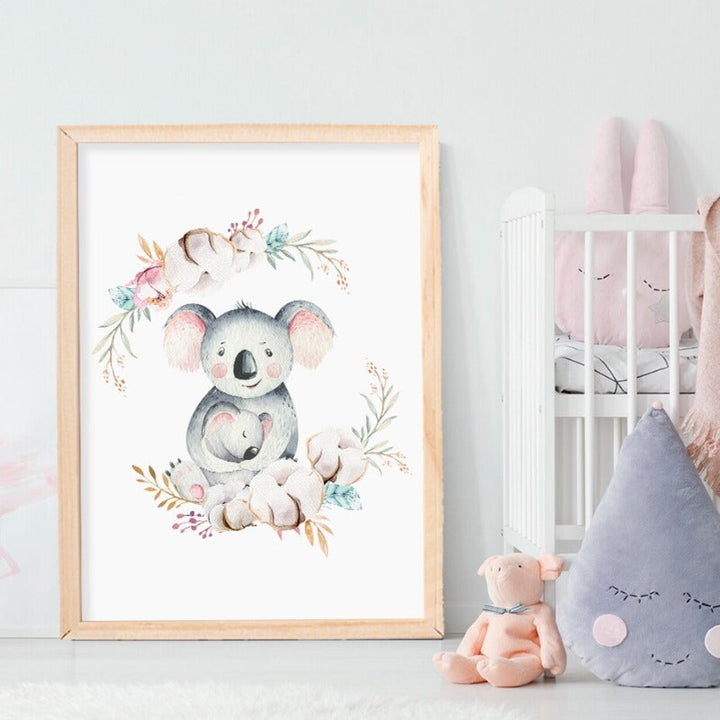 Loving Koala Mutter & Baby Girlande - Canvas Wandkunst Druck