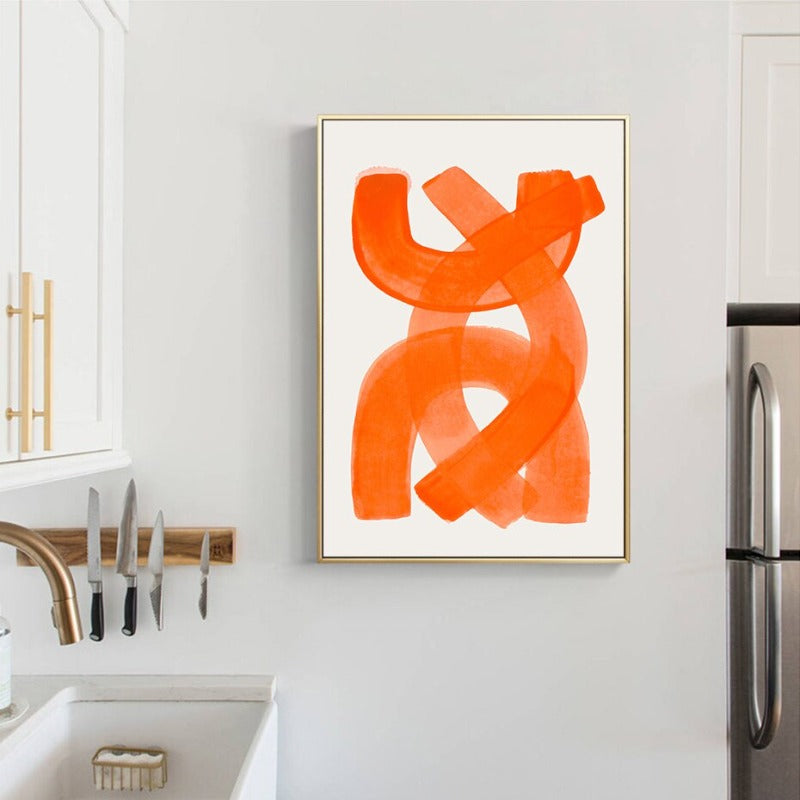 Abstrakte orange Pinselstriche - Leinwand Wandkunst Druck