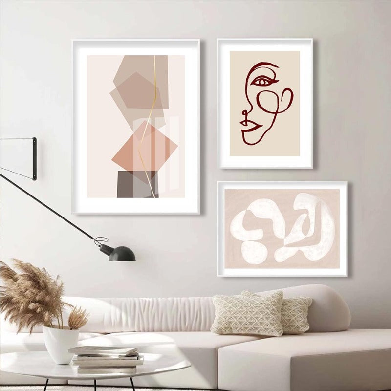 Moderne, neutrale abstrakte Linienkunst – Leinwanddruck