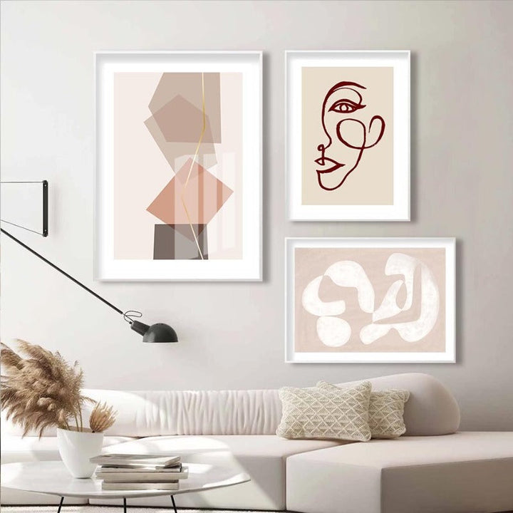 Moderne, neutrale abstrakte Linienkunst – Leinwanddruck