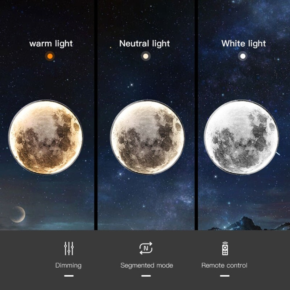 3D-LED-Decken- oder Wandleuchte mit Mond- oder Erdmotiv