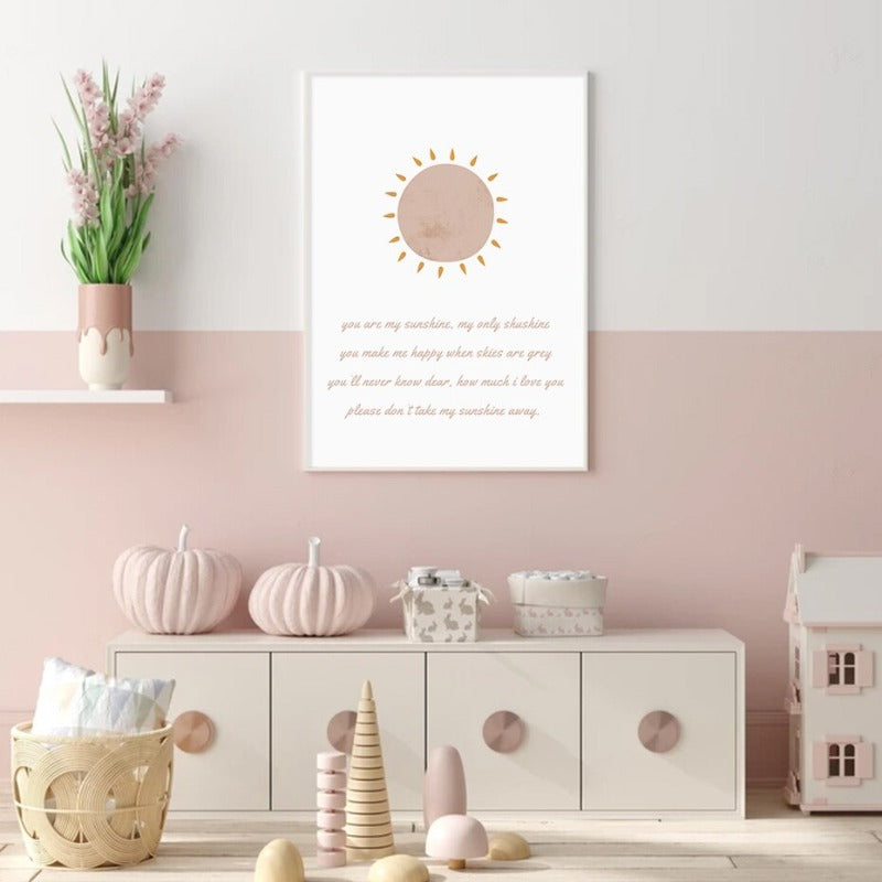 „Mein süßes Kind – Sonne und Regenbogen“ fürs Kinderzimmer – Leinwandbild