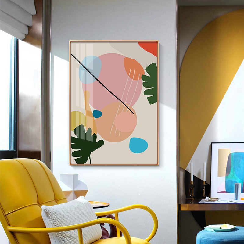 Farbige abstrakte tropische Pflanzen - Leinwand Wandkunst Druck