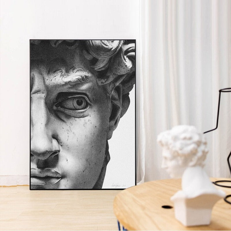 Moderne Gipsskulptur von David – Kunstdruck auf Leinwand