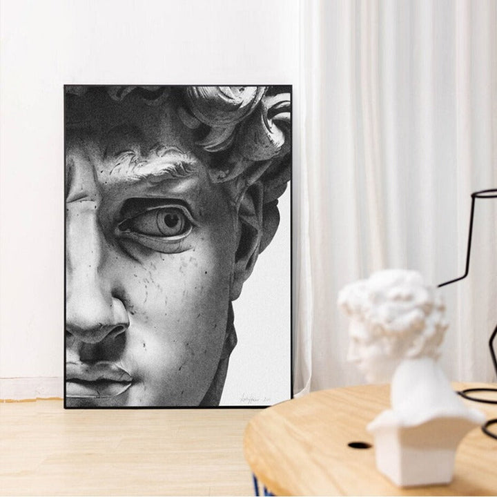 Moderne Gipsskulptur von David – Kunstdruck auf Leinwand